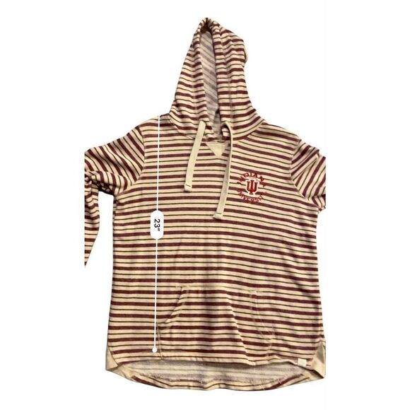 Blue 84 “indiana University IU” White/Maroon Striped Hooded Sweater/Size Large - Picture 3 of 10